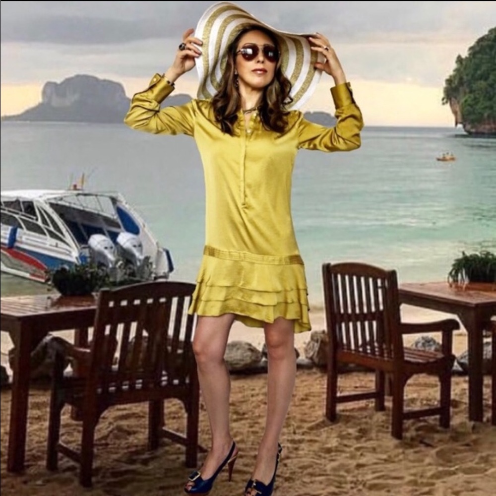 Banana Republic Silk Mustard Dress